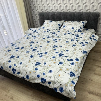 Комплект постельного белья полуторный белый Цветы Жатка Ananasko 674855