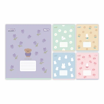 Набір зошитів учнівських Yes "Miffy Flowers" клітинка, 12 аркушів, 25 зошитів 768708