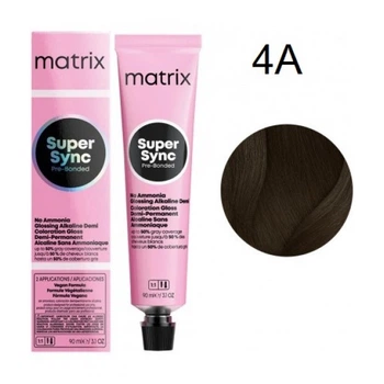 Краска Matrix Super Sync Pre-Bonded (Ash & Pearl Collection) - 4A Шатен пепельный -90мл.