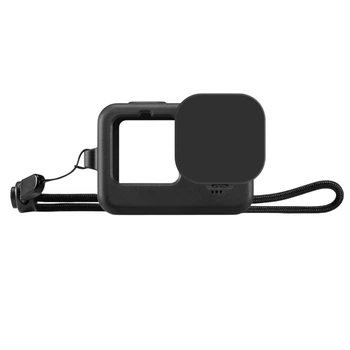 Силіконовий захисний чохол PULUZ PU518B для GoPro HERO 12 /11/10/9 Black з ремінцем на зап'ястя та кришкою об'єктива чорний