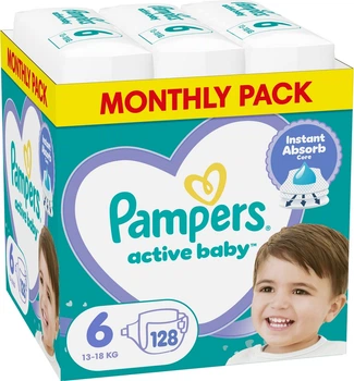 Підгузки Pampers Active Baby Розмір 6 (Extra Large) 13-18 кг 128 шт (8006540032688)