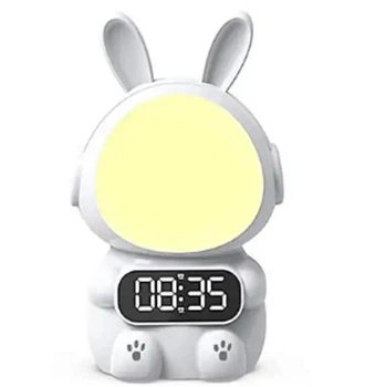 Дитячий годинник з будильником Кролик Rabbit clock with LIGHT WHITE