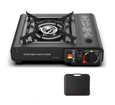 Плита газова туристична Portable Ges Stove з перехідником під балон та п’єзопідпалом у кейсі (HH-156-C) Black