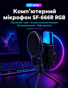 Cтриминговый Конденсаторный Игровой Микрофон с подсветкой YANMAI SF-666R