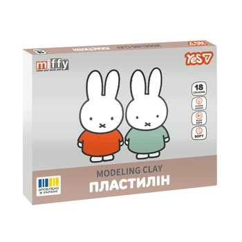 Пластилін Yes Miffy 18 кольорів 360 г (540721)
