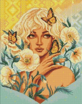 Набір з алмазною мозаїкою Ideyka Дівчина з метеликами 40x50 см (4823104348443)