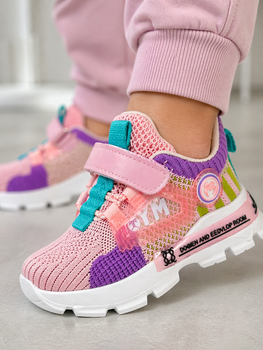 Кроссовки сетка на липучке YGCR для девочки Розовый 28 (17,5 см) (267-2 pink)