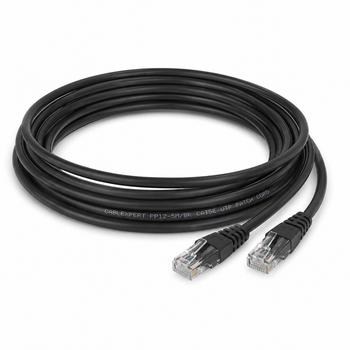 Патч-корд Cablexpert PP12-5M/BK UTP CAT5e для мережевого обладнання мідний 5м Чорний