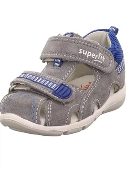 Детские кожаные босоножки Superfit Freddy 21 р мальчику серый/синий