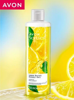 Зволожувальний гель для душу Avon Senses Цитрусовий заряд Lemon Burst Shower Gel з лимоном та базіліком Lemon & Basil Skent 250 мл