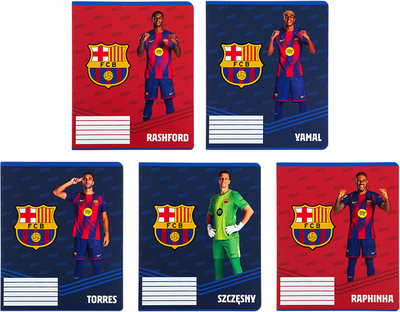 Набор тетрадей Kite FC Barcelona 12 листов в клетку 5 шт (BC26-232/5)