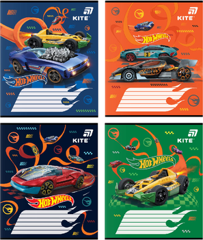 Набір зошитів Kite Hot Wheels 12 аркушів у косу лінію 5 шт (HW26-235/5)
