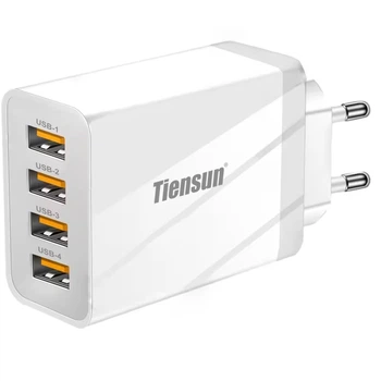 Сетевое зарядное устройство TIENSUN на 4 USB-порта, умная зарядка 5V 2A для iPhone, Samsung, iPad