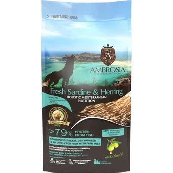 Беззерновий корм Ambrosia Mediterranean з сардиною та оселедцем для цуценят усіх порід 0,1кг