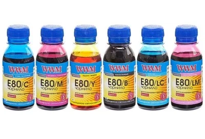 Комплект чорнил WWM Epson L800/L805/L810/L850/L1800, 6x100 мл, водорозчинні, світлостійкі (E80SET-2)