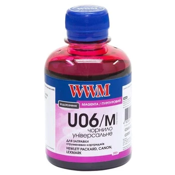 Чернила универсальные WWM Canon / HP / Lexmark, Magenta, 200 мл, водорастворимые (U06/M)