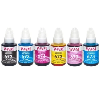 Комплект чернил WWM Epson L800/L805/L810/L850/L1800, 6x140 мл, водорастворимые (E673SET6)