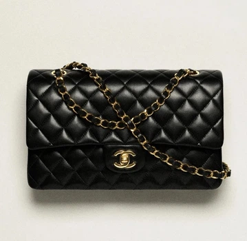 Сумка в стиле CHANEL Classic 11.12 Handbag с золотистой фурнитурой, чёрная
