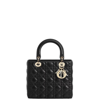 Женская кожаная сумка в стиле Lady Dior Medium черная