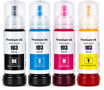 Чернила 103 Premium для принтеров Epson EcoTank серии L (L3100 / L3101 / L3150 / L3151 / L3200 / L3201 / L3250 / L3251), комплект BCMY 4×70 мл