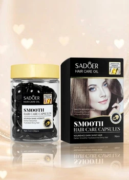 Капсулы для питания и сияния темных волос с маслом арганы и тунга Darker Smoother Hydrated Shiny Hair Capsules (2072-01) 30 шт SADOER
