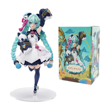 Коллекционная аниме фигурка статуэтка Хацунэ Мику Hatsune Miku Modern China с пандой, 18 см, PVC, подарок, с коробкой, сувенир