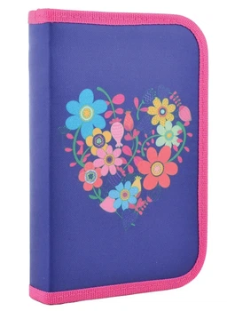 Пенал твердий одинарний Flowers blue, 20.5*13*3.2 (531656)