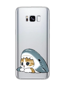 Прозорий чохол для Samsung S8 Котик Акула (принт 421)