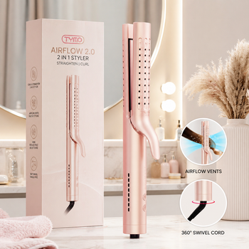 Плойка-стайлер 2 в 1 TYMO Airflow 2.0 Rose Gold: выпрямитель и бигуди, ионизация, 5 режимов, титановое покрытие