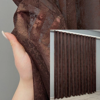 Тюль VR-Textil 1406т Мрамор Жаккард Шоколадный 400х270 см (42-1214)