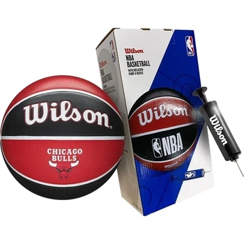 Баскетбольный набор Wilson NBA TEAM TRIBUTE CHICAGO BULLS (мяч и насос в подарочной коробке) красно-черный Размер 7 WZ4021501XP