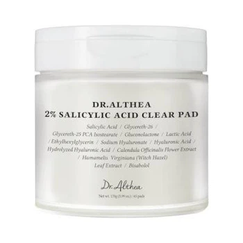 Отшелушивающие пэды Dr Althea 2 Salicylic Acid Clear Pad 60 шт для лица 170 г ниацинамид аденозин гиалуроновая кислота
