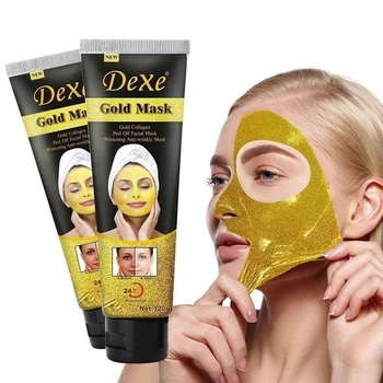Маска для лица с биозолотом и коллагеном Dexe Gold Mask Биоколлагеновая