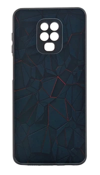 Чехол Glass Case для Xiaomi Redmi Note 9 Pro бампер стеклянный черный с рисунком лини