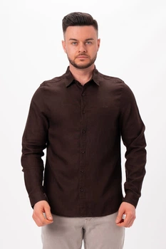Рубашка лен K.O.R 8325 Коричневый (brown) L
