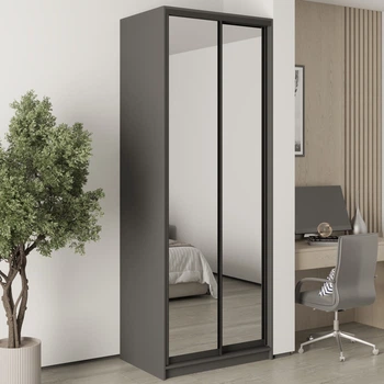 Шкаф-купе двухдверный MebelStar Уни BG 2 Зеркала 90x45x240 см Антрацит (MBS-10548)