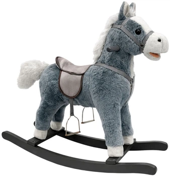 Коник - гойдалка LEAN Toys зі звуками 74 x 22 x 48 см Сірий (578620) (5905679071090)