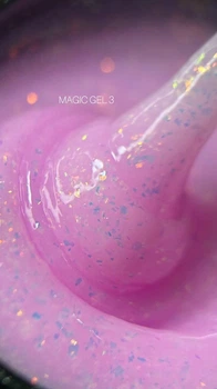 Гель для наращивания Saga Professional Magic Builder Gel 03 розовый с хлопьями потали 15 мл