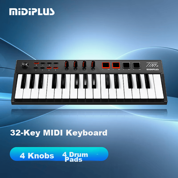 Midiplus Portable TINY+ 32-Key Mini Drum Pad, Electronic Music Controller with Weighted Sensivity, MIDI Keyboard for Composito