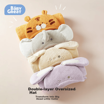 Полотенце-накидка BABYGREAT детское с капюшоном коралловый флис
