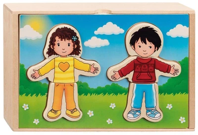 Пазл дерев’яний Goki Dress-Up Boy and Girl у коробці 36 елементів 57475 (4013594574754)