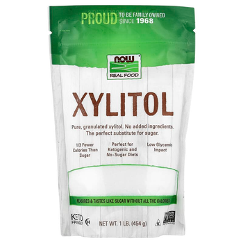 Ксилитол NOW Foods, Real Food "Xylitol" натуральный сахарозаменитель с нулевым гликемическим индексом, заменитель сахара при диабете, чистый / без добавок / гранулированный в порошке (454 г / 1 фунт)