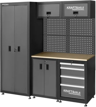 Комплект мебели для мастерской Kraft&Dele KD5862 с рабочей столешницей, шкафами и ящиками