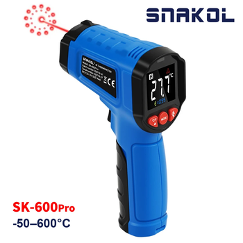 Пирометр SNAKOL SK-600Pro цифровой инфракрасный термометр -50–600°C EMS=0.1-1.00 DS=12:1 многолучевой лазер