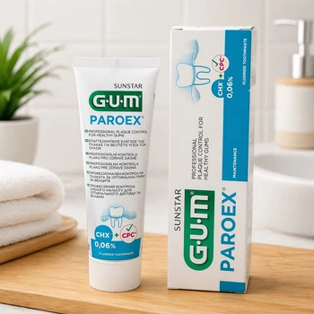 Зубная паста GUM Paroex (0,06% хлоргексидин + CPC, фтор 1450 ppm) 75 мл — контроль зубного налета и здоровье десен