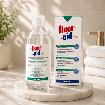 Ополаскиватель для рта FLUOR-AID 0.05% с фтором, без спирта, 500 мл – для детей от 6 лет и взрослых