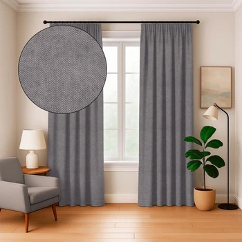 Штора ArtTextil мікровелюр 150×260 см 1шт графітова №130