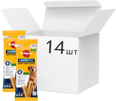 Упаковка Ласощі для собак Pedigree Denta Stix Кістка для чистки зубiв 154 г х 14 шт (5998749171165)
