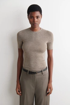 Футболка COS Merino Wool T-shirt Жіноча Beige mélange M (1319333002)