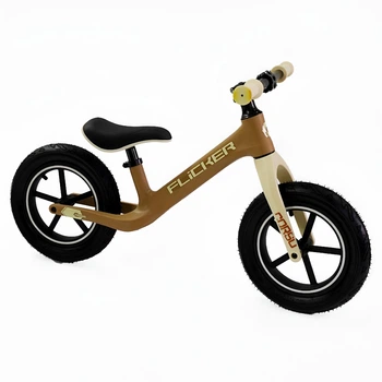 Детский велобег Corso FL-0879-75, колёса резиновые 12", нейлоновая рама и вилка, коричневый